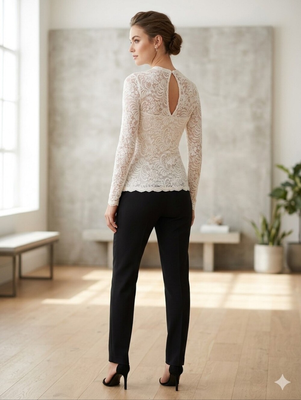 Abercrombie & Fitch Lace High Neck Top Size XS Stretch Keyhole Back Ivory